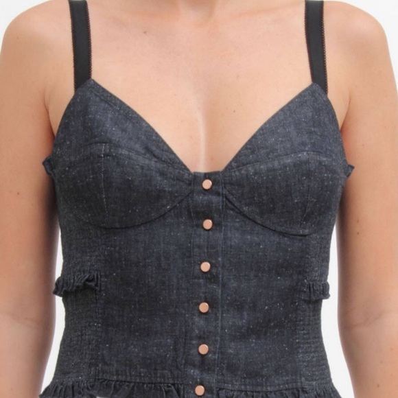 CHLOE See by Chloe Bustier Style Snap Front Chambray Cropped Cami Size 10 NEW - Picture 7 of 15